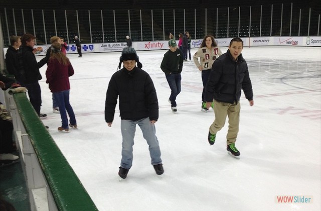 Group ice skating at the Munn - Iwan and Fredy
