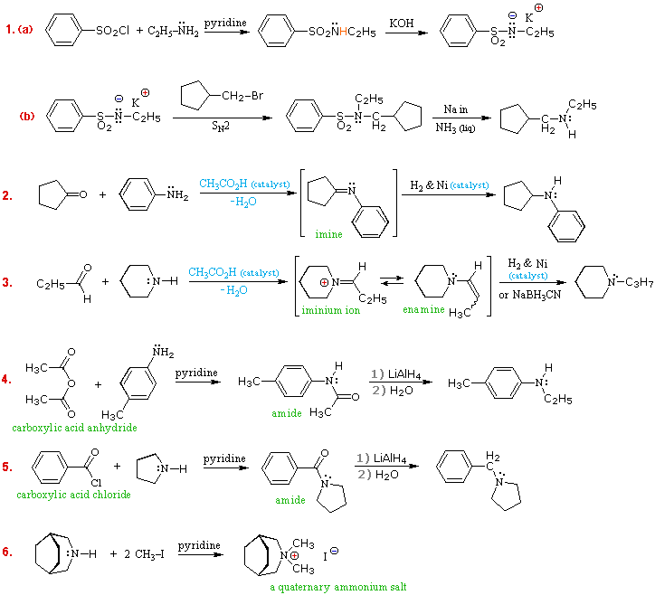 tertiary amine reactions