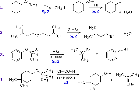 examples chemical organic reaction of Reactions Ethers